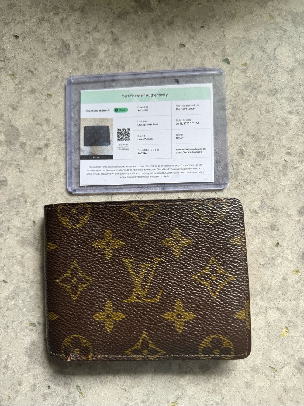 Louis Vuitton Monogram Bifold Wallet with  Certificate of Authenticity